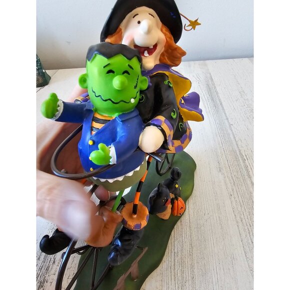 Frankenstein witch bicycle Halloween statue figurine cat funny decor cute shabby - Picture 8 of 10
